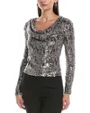 Ramy Brook Nicole Long Sleeve Sequin Top In Gray