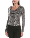 Ramy Brook Nicole Long Sleeve Sequin Top In Metallic