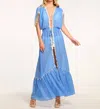 Ramy Brook Nikolai Shell Trim Maxi Cover-up Dress In Blue