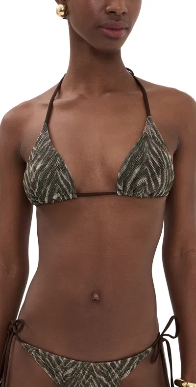Ramy Brook Nikoleta Bikini Top Beach Brown Zebra