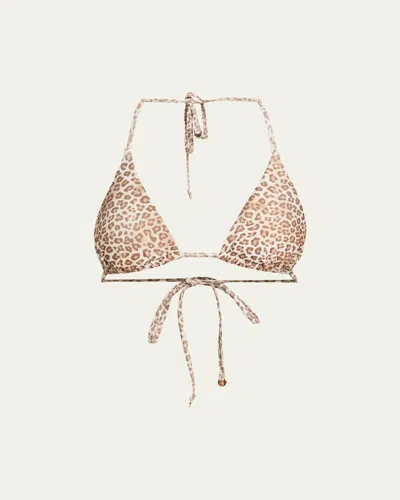 Ramy Brook Nikoleta Leopard Triangle Bikini Top In Light Leopard