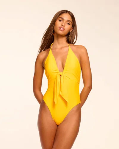 Ramy Brook Nilli Halter One Piece Swimsuit Sunglow In Yellow