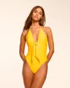 Ramy Brook Nilli Halter One Piece Swimsuit In Yellow