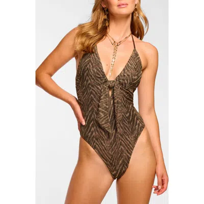 RAMY BROOK RAMY BROOK NILLI METALLIC PRINT MESH ONE-PIECE SWIMSUIT