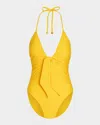 Ramy Brook Nilli Tie-front One-piece Swimsuit In Yellow