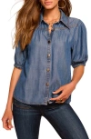 Ramy Brook Noah Chambray Short Sleeve Top In Blue