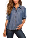 Ramy Brook Noah Chambray Short Sleeve Top In Blue