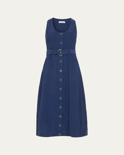 Ramy Brook Nomi Belted Midi Dress In Spring Navy