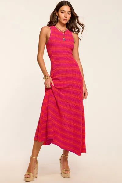 Ramy Brook Nora Textured Knit High Neck Dress In Pink
