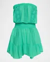 Ramy Brook Norika Embroidered Detail Strapless Cover-up Minidress In Palm Green