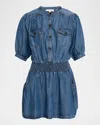 Ramy Brook Norman Chambray Mini Shirtdress In Blue