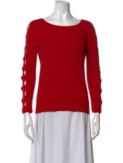 Pre-owned Ramy Brook Nylon Crew Neck Sweater In Red