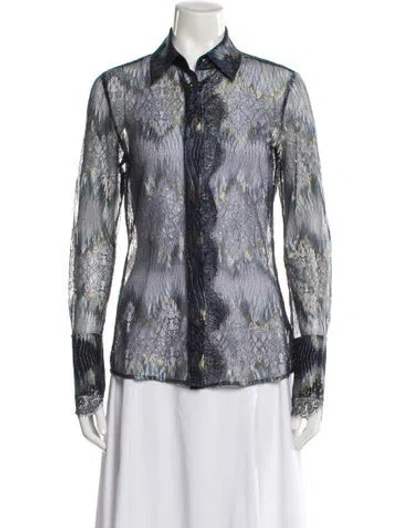 Pre-owned Ramy Brook Nylon Patterned Blouse In Blue