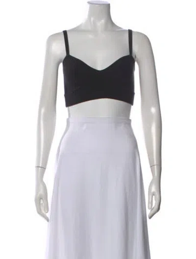 Pre-owned Ramy Brook Nylon V-neck Crop Top W/ Tags In Black