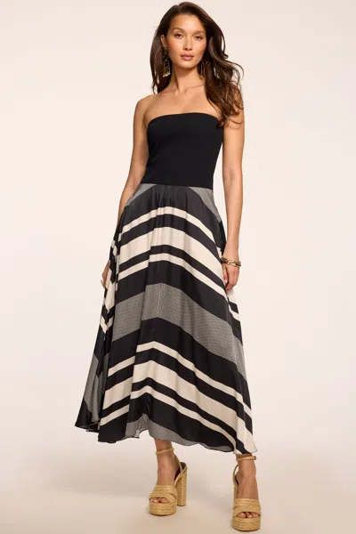 Ramy Brook Oakley Printed Combo Knit Midi Dress In Black