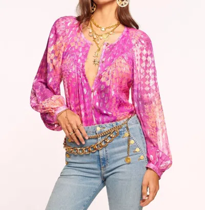 Ramy Brook Oaklynn Button Down Blouse In Pink Kaleidoscope