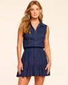 Ramy Brook Odette Sleeveless Button-front Mini Dress In Spring Navy