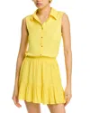 Ramy Brook Odette Sleeveless Button-front Mini Dress In Yellow