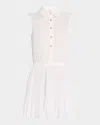 Ramy Brook Odette Sleeveless Button-front Mini Dress In Ivory