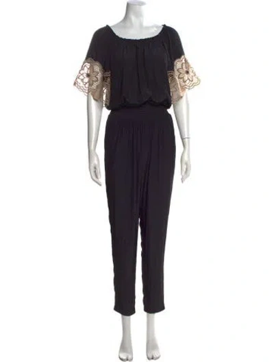 Pre-owned Ramy Brook Off-the-shoulder Jumpsuit In Black