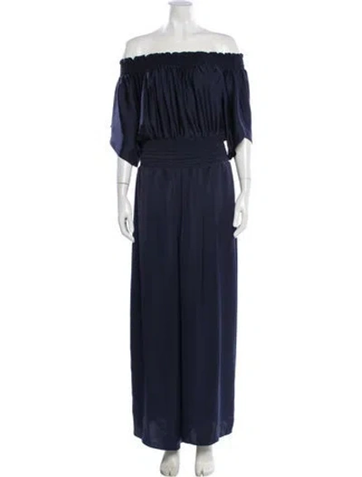 Pre-owned Ramy Brook Off-the-shoulder Jumpsuit In Blue