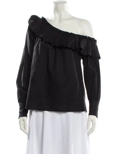Pre-owned Ramy Brook Off-the-shoulder Long Sleeve Blouse In Black