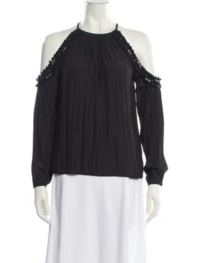 Pre-owned Ramy Brook Off-the-shoulder Long Sleeve Blouse In Black