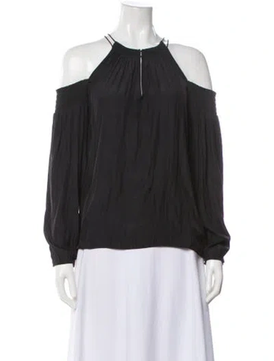 Pre-owned Ramy Brook Off-the-shoulder Long Sleeve Blouse In Black