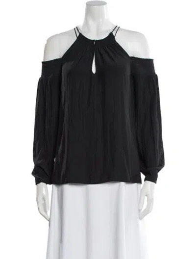 Pre-owned Ramy Brook Off-the-shoulder Long Sleeve Blouse In Black