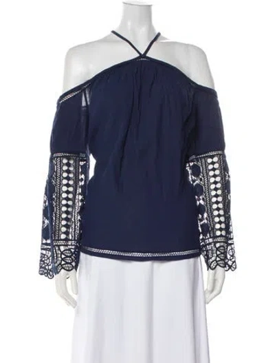 Pre-owned Ramy Brook Off-the-shoulder Long Sleeve Blouse In Black