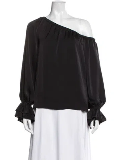 Pre-owned Ramy Brook Off-the-shoulder Long Sleeve Blouse In Black
