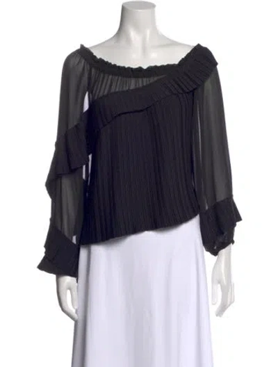 Pre-owned Ramy Brook Off-the-shoulder Long Sleeve Blouse In Black