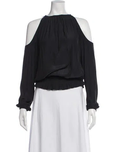 Pre-owned Ramy Brook Off-the-shoulder Long Sleeve Blouse In Black