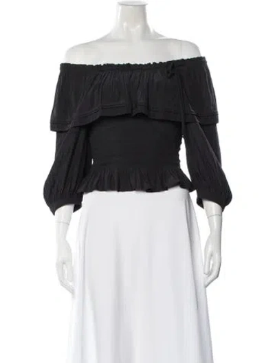 Pre-owned Ramy Brook Off-the-shoulder Long Sleeve Blouse In Black