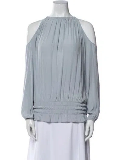 Pre-owned Ramy Brook Off-the-shoulder Long Sleeve Blouse In Blue