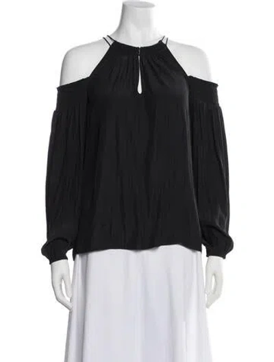 Pre-owned Ramy Brook Off-the-shoulder Long Sleeve Blouse In Blue