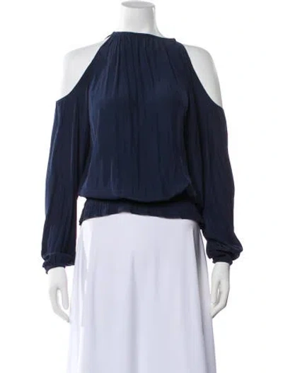 Pre-owned Ramy Brook Off-the-shoulder Long Sleeve Blouse In Blue