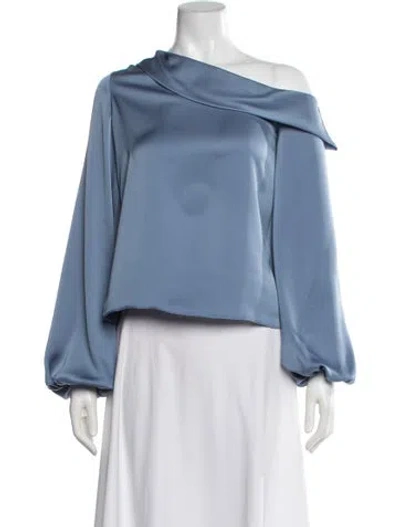 Pre-owned Ramy Brook Off-the-shoulder Long Sleeve Blouse In Blue