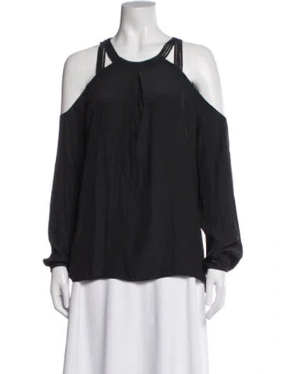 Pre-owned Ramy Brook Off-the-shoulder Long Sleeve Blouse In Blue