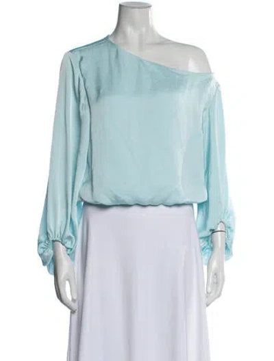 Pre-owned Ramy Brook Off-the-shoulder Long Sleeve Blouse In Blue