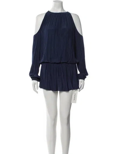 Pre-owned Ramy Brook Off-the-shoulder Long Sleeve Blouse In Blue