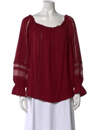 Pre-owned Ramy Brook Off-the-shoulder Long Sleeve Blouse In Burgundy