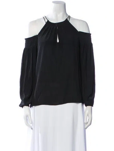 Pre-owned Ramy Brook Off-the-shoulder Long Sleeve Blouse In Gray