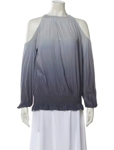 Pre-owned Ramy Brook Off-the-shoulder Long Sleeve Blouse In Gray