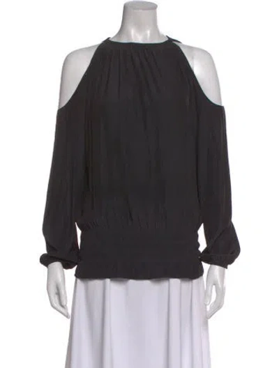 Pre-owned Ramy Brook Off-the-shoulder Long Sleeve Blouse In Gray