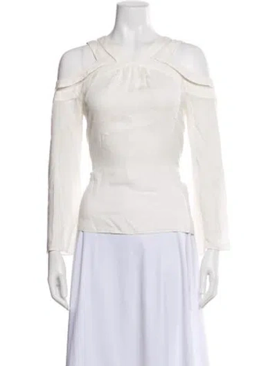 Pre-owned Ramy Brook Off-the-shoulder Long Sleeve Blouse In Neutral