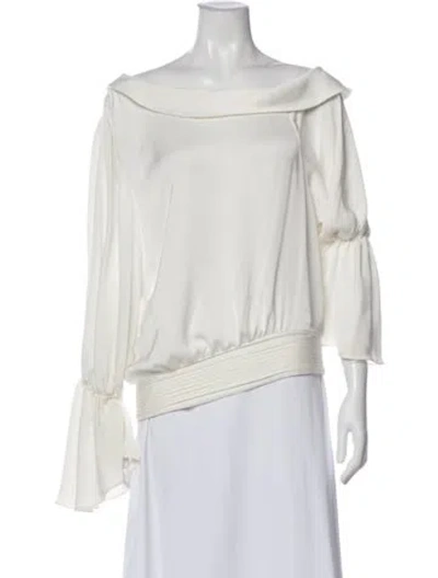 Pre-owned Ramy Brook Off-the-shoulder Long Sleeve Blouse In Neutral