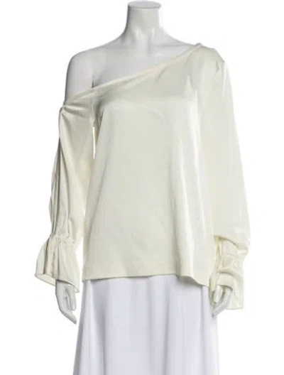 Pre-owned Ramy Brook Off-the-shoulder Long Sleeve Blouse In Neutral