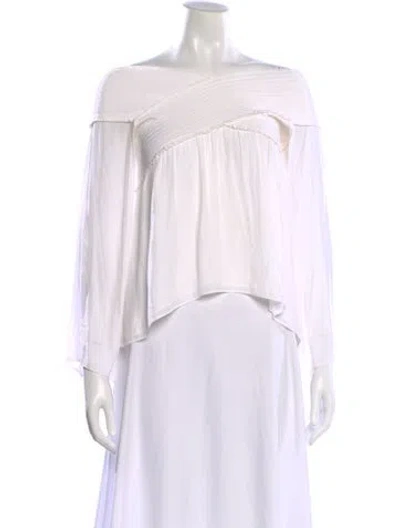 Pre-owned Ramy Brook Off-the-shoulder Long Sleeve Blouse In Neutral