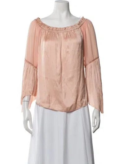 Pre-owned Ramy Brook Off-the-shoulder Long Sleeve Blouse In Neutrals